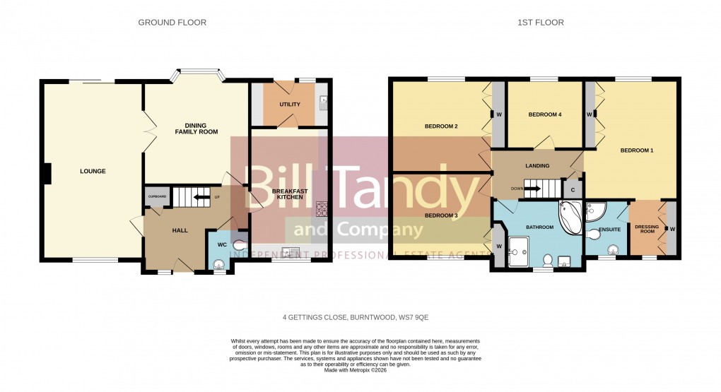 Floorplan for Gettings Close, Burntwood, Staffordshire