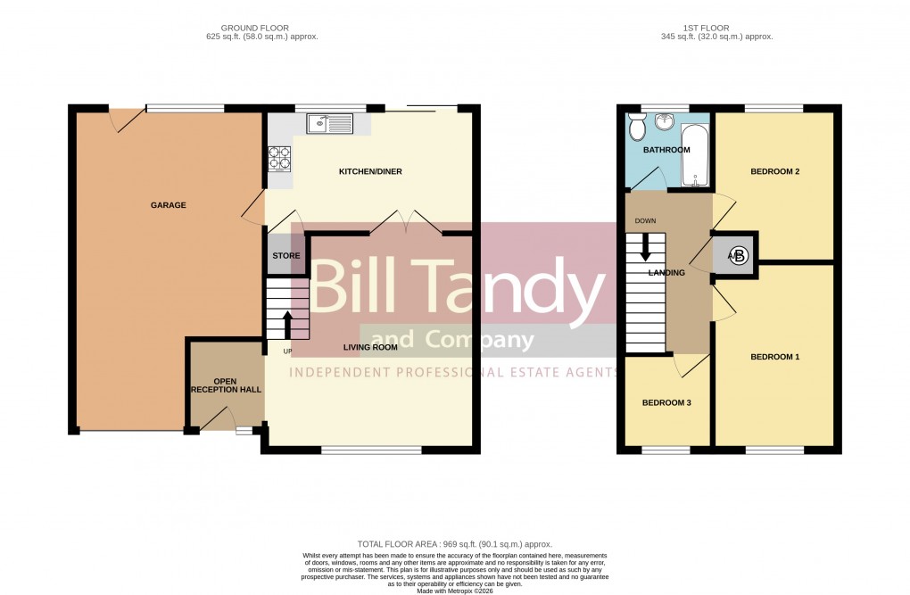Floorplan for Linden Avenue, Burntwood, Staffordshire