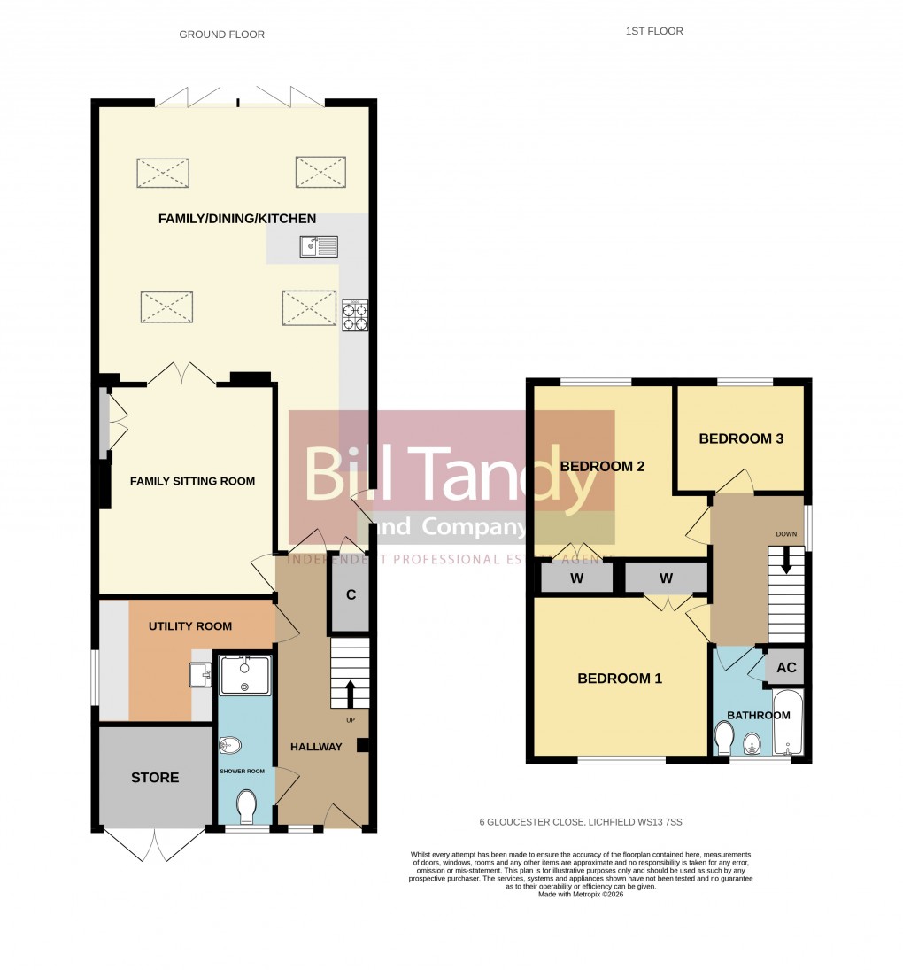 Floorplan for Gloucester Close, Lichfield, Staffordshire